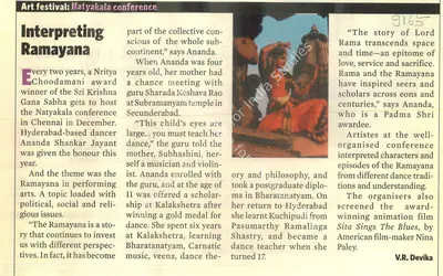 V.R. Devika (Reporter), Art Festival: Matyakala Conference, 2009, Newspaper Clipping