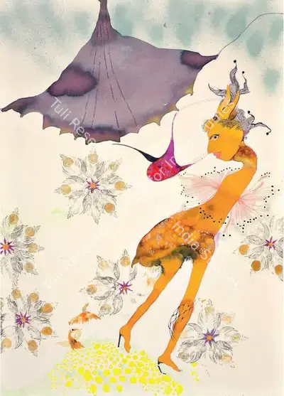 Rina Banerjee (Artist), Ostrich Girl in Exile, 2008, Drawing