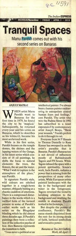 Anjuly Mathai (Writer), Tranquil Spaces, 2010, Newspaper clipping
