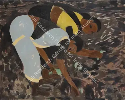 Bendre, N.S. (Artist). Untitled (Two Women Working). Oil on canvas, 1968 | Painting | FineArts | 00416723