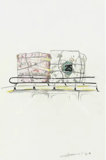 Gupta, Subodh (Artist). Untitled (Sat Samundar Paar) Series, 2003 | Drawing, Ch.NeY/12.09.12, 2003