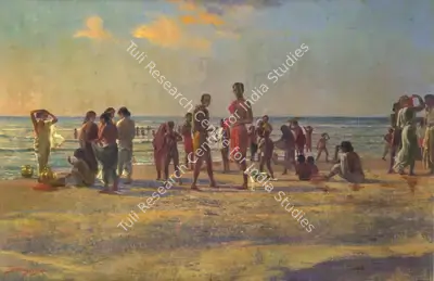 J.P. Gangooly (Artist), Dawn on the Beach, Painting