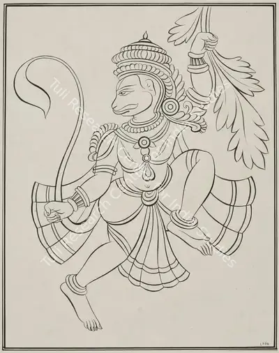 Laxman Pai (Artist), Untitled (Hanuman), 1951, Drawing