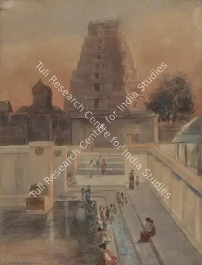 Hemendranath Mazumdar (Artist), Temple in the South, Painting