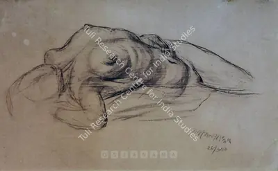 Jogen Chowdhury (Artist), Nude, 1950, Drawing