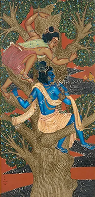 Nandalal Bose (Artist), Krishna and Subal First Meeting Radha, 1945, Painting