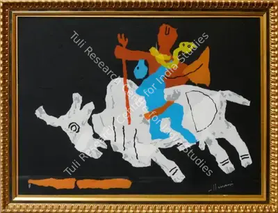 M.F. Husain (Artist), Untitled (Figure on A Horse), Print