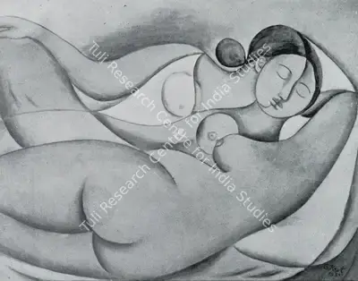 George Keyt (Artist), Woman in Bed, 1933, Painting