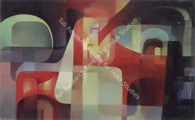 Bikash Bhattacharjee (Artist), Cityscape, 1967, Painting