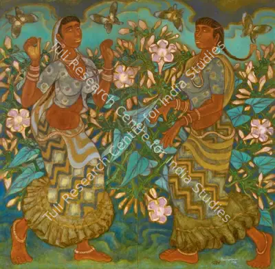 Ramachandran, A. (Artist). Dancing Girls (Dance of Monsoon), 2003 | Painting, AG.Onl/16.10.16, 2016 · Asta Guru