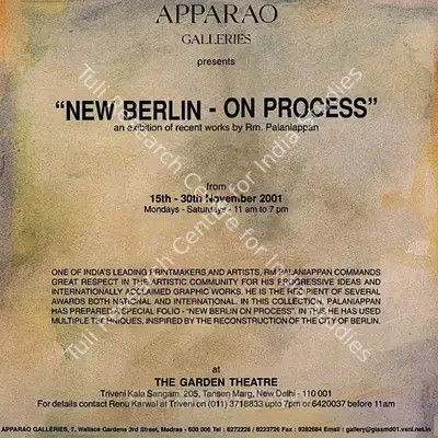 Rm. Palaniappan (Artist), New Berlin - On Process, 2001, Solo Exhibition Invitation
