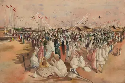 Bikash Bhattacharjee (Artist), Mela, 1959, Painting