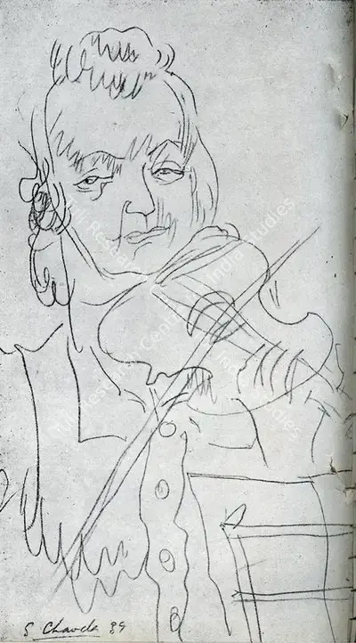 Shiavax Chavda (Artist), Hungarian Musician, 1939, Drawing