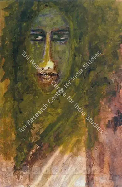 Rabindranath Tagore (Artist), Head Of Woman, 1939, Painting