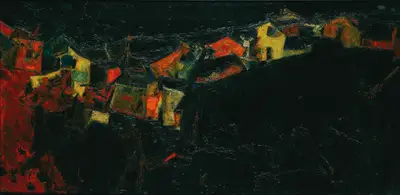 S.H. Raza (Artist), Village, 1956, Painting