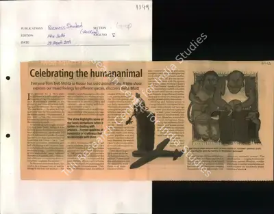 Neha Bhatt (Reporter), Celebrating the Human Animal, 2009, Newspaper Clipping