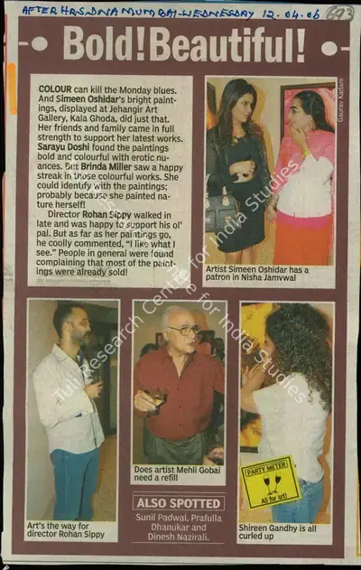 Gaurav Kadam (Reporter), Bold! Beautiful!, 2006, Newspaper Clipping