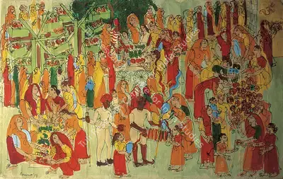 Ratan Parimoo (Artist), Harni Mela, 1956, Painting