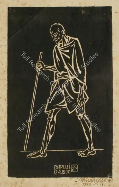 Nandalal Bose (Artist), Bapuji, 1930, Graphic Art