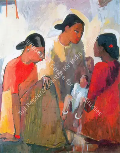 S.H. Raza (Artist), Three Women, 1945, Painting