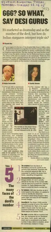 Piyush Roy (Reporter), 666? So What, Say Desi Gurus, 2006, Newspaper Clipping