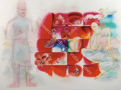 G.M. Sheikh (Artist), Shabd Aur Bimb, Kabir Meera Samwaad, 1997, Painting