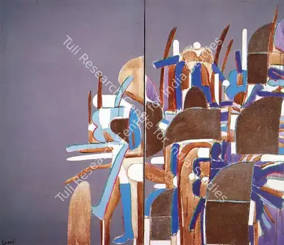 Subramanyan, K.G. (Artist). Grey Studio (diptych). Acrylic and Collage on Canvas, 1966 | K.G. Subramanyan, 2003 | Painting | FineArts | 00566147