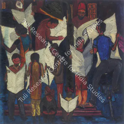 Krishen Khanna (Artist), News Of Gandhiji's Death, 1948, Painting