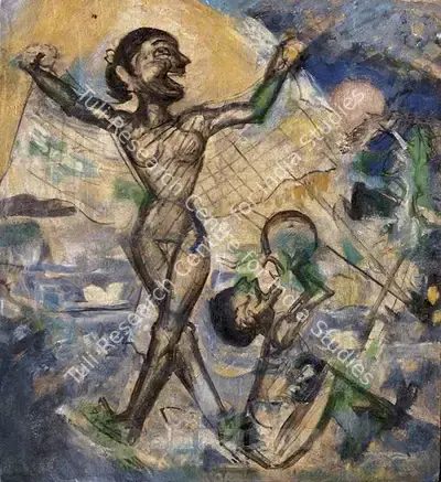 Ramkinkar Baij (Artist), Famine Series: Mother & Child, 1951, Painting