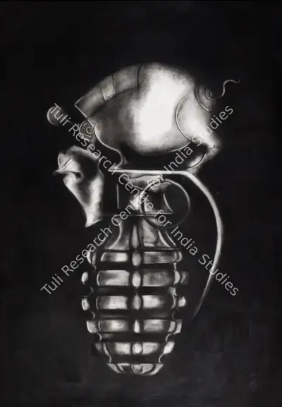 K.M. Madhusudhanan (Artist), Fighting Against Electric Bulbs, Painting