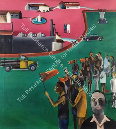 Khakhar, Bhupen P. (Artist). Factory Strike (Voice of Freedom). Oil on Canvas, 1972 | Bhupen Khakhar , 1998 | Painting | FineArts | 00149681