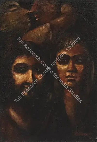 Bikash Bhattacharjee (Artist), Innocent Twins, 1984, Painting