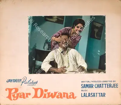 Samar Chatterjee (Producer), Pyar Diwana, 1972, Photographic Still Mounted on Lobby Card