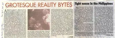 Utpal K. Banerjee (Reporter), Grotesque Reality Bites, 2001, Newspaper Clipping