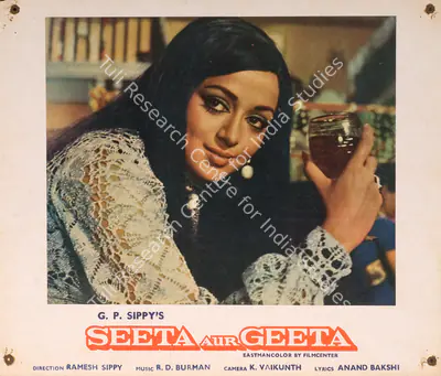 G.P. Sippy (Producer), Seeta Aur Geeta, 1972, Photographic Still Mounted on Lobby Card