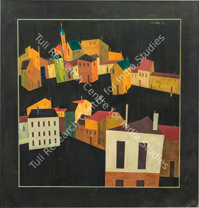 Raza, S.H. (Artist). Houses, 1952 | Painting, So.NeY/20.03.23, 2023 · Sotheby's