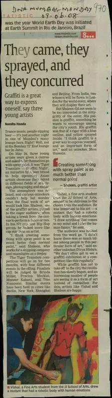 Namita Handa (Reporter), They Came, They Sprayed, and They Concurred, 2008, Newspaper Clipping