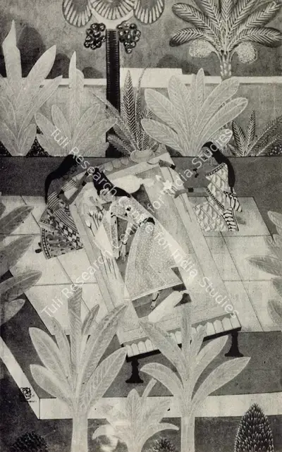 Nandalal Bose (Artist), Radha's Viraha, 1930, Textile