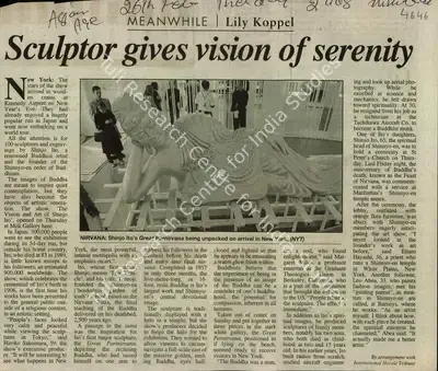 Lily Koppel (Reporter), Sculptor gives Vision of Serenity, 2008, Newspaper Clipping