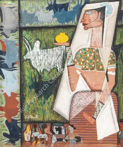 J. Sultan Ali (Artist), The Milkmaid, 1958, Painting