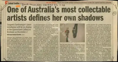 Shivangi Ambani-Gandhi (Reporter), One of Australia's Most Colectable Artsits Defines Her Own Shadows, 2006, Newspaper Clipping