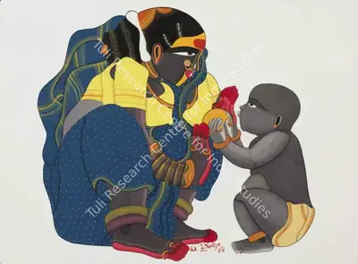 Thota&nbsp;Vaikuntam (Artist), Untitled (Mother & Son), 1994, Painting