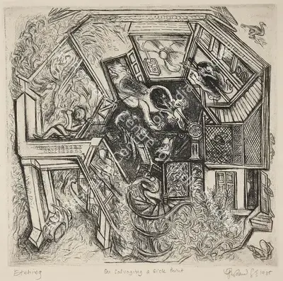G.M. Sheikh (Artist), On Salvaging a Sick Print, 1985, Graphic Art