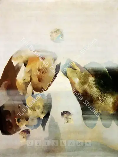 Bimal Dasgupta (Artist), Marinescape With Fish, 1981, Painting