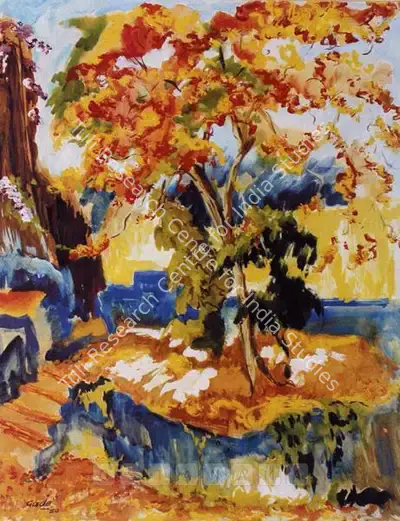 H.A. Gade (Artist), Gub Moher From Mrs. Clark's Garden, Bombay, 1950, Painting