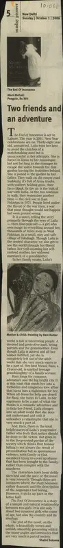 Shalini Saksena (Reporter), Two Friends and an Adventure, 2006, Newspaper Clipping
