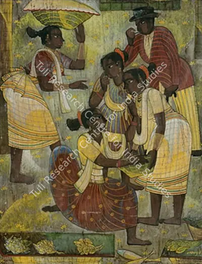 Pai, Laxman (Artist). A Market Scene. Gouache on paper, 1948 | Painting | FineArts | 00333159