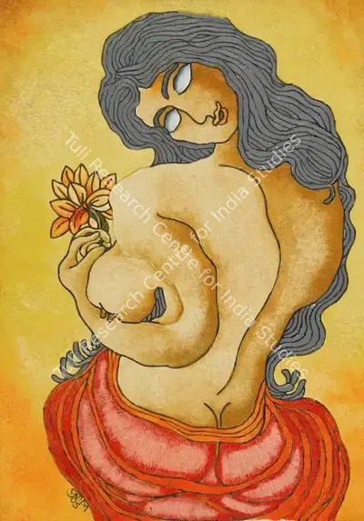 Prokash Karmakar (Artist), Untitled (Woman with Flower), 2005, Painting
