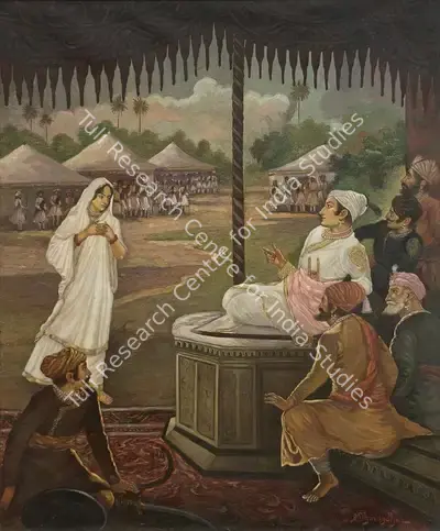 M.V. Dhurandhar (Artist), Sambhaji & Kubkullus, 1921, Painting