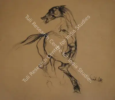 Sunil Das (Artist), Running Horse, Drawing